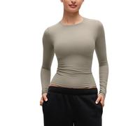 CRZ YOGA Womens Softembrace Long Sleeve Soft Crew Neck Shirts Basic Stretchy Tight T-Shirts Casual Going Out Fall Fitted Tops Warm Ash Grey 10