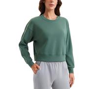 CRZ YOGA Womens Softness Oversized Sweatshirt Long Sleeve Pullover Basic Crewneck Workout Tops Warm Casual Sweat Shirts Dark Forest Green 6