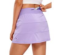 CRZ YOGA Women's Tennis Skirts with Pockets A-Line High Waisted Golf Skirts Built-in Shorts Lightweight Workout Casual Skorts Lilac 8