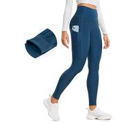 CRZ YOGA Women's Thermal Fleece Lined Leggings High Waisted Warm Winter Yoga Pants with Pockets - 28 Inches French Navy 14