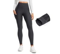 CRZ YOGA Women's Thermal Fleece Lined Leggings High Waisted Warm Winter Yoga Pants with Pockets - 28 Inches Mysterious Grey 6