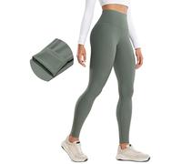 CRZ YOGA Women's Thermal Fleece Lined Leggings Winter High Waist Thick Yoga Pants Full Length Gym Workout Tights - 28 Inches Grey Sage 8