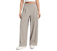 CRZ YOGA Womens Wide Leg Work Pants High Waisted Stretch Casual Business Travel Basic Trousers with Pockets Stone 8