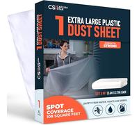 CS 1 Extra Large Pack Plastic Dust Sheets for Decorating 3.6 x 2.7m (12x9 ft), Dust Sheets for Painting, Clear Plastic Sheet Polythene Sheeting Painting Tools, Decorating Tools, Home Improvement