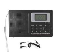 CS-106 Portable Full Band Radio With FM AM SW MW LW TV Transistor, Pocket Mini Digital Clock and Earphone
