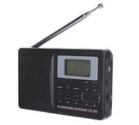 CS-106 Portable Radio, Full Band Radio Mini FM/AM/SW/MW Receiver, Operated by 2 AA Battery, with Digital Clock Earphone, for Seniors and Home