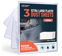 CS 3 Pack Extra Large Plastic Dust Sheets for Decorating 3.6 x 2.7m (12x9 ft), Dust Sheets for Painting, Clear Plastic Sheet Polythene Sheeting Painting Tools, Decorating Tools, Home Improvement