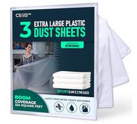 CS 3 Pack Extra Large Plastic Dust Sheets for Decorating 3.6 x 2.7m (12x9 ft), Dust Sheets for Painting, Clear Plastic Sheet Polythene Sheeting Painting Tools, Decorating Tools, Home Improvement
