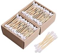 CS Beauty - 300 Eco Friendly Bamboo Earbuds Cotton Swabs - Plastic Free Baby Cotton Buds Biodegradable - Ear Buds for Makeup, Crafts, Cleaning, & Baby Hygiene, white