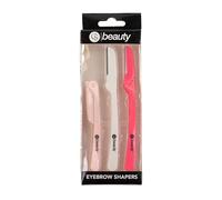 CS Beauty Eyebrow Shapers Set, 3-Pack, Pink/White/Coral - Razor Facial Hair Remover Shaver Trimmer