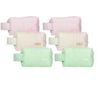 CS Beauty Quilted Cosmetic Toiletry - Travel - Makeup - Wash Bags, Set of 6, Pink Mint Green Beige