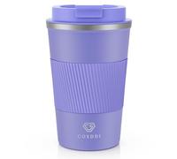 CS COSDDI Travel Mugs, Insulated Coffee Cup with Leakproof Lid - Reusable Coffee Cups Travel - Car Coffee Cup - Stainless Steel Coffee Mug for Hot and Cold Water and Tea, 380ml