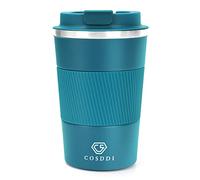 CS COSDDI Travel Mugs, Insulated Coffee Cup with Leakproof Lid - Reusable Coffee Cups Travel - Car Coffee Cup - Stainless Steel Travel Mug for Hot and Cold Coffee Water and Tea (Blue-A, 380 ml)