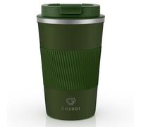 CS COSDDI Travel Mugs, Insulated Coffee Cup with Leakproof Lid - Reusable Coffee Cups Travel - Car Coffee Cup - Stainless Steel Coffee Mug for Hot and Cold Water and Tea (Green-A, 380 ml)