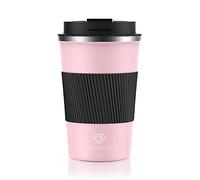CS COSDDI Travel Mugs, Insulated Coffee Cup with Leakproof Lid - Reusable Coffee Cups Travel - Car Coffee Cup - Stainless Steel Coffee Mug for Hot and Cold Water and Tea, 380ml