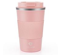 CS COSDDI Travel Mugs, Insulated Coffee Cup with Leakproof Lid - Reusable Coffee Cups Travel - Car Coffee Cup - Stainless Steel Coffee Mug for Hot and Cold Water and Tea, 380ml