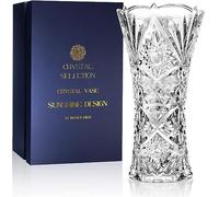 CS Crystal Vase 12-inch high, Sunshine Design, for Flowers & Decor. Lovely Nice Shiny Piece. Perfect as a Gift, Suitable for All Occasions.