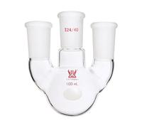 CS Labglass 3 Neck Round Bottom Boiling Flask, 100ml with 24/40 Center Joint & Side Joints, Vertical, Chemistry Lab Glassware