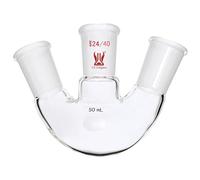 CS Labglass 3 Neck Round Bottom Flask RBF, 50ml with 24/40 Center Joint & Side Joints, Borosilicate Glass, Lab Glassware