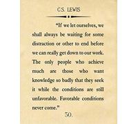 CS Lewis Wall Art Print - Large Book Poster With Inspiring Quote on Parchment (11 x 14)
