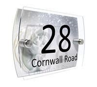 CS Printing House Number Sign Plaque Garden Glass Effect Acrylic Sign Door Plate Marble Wall Display 2 Part Branded Acrylic (Baby Angel)