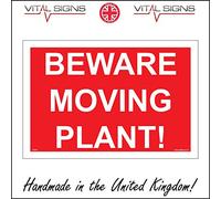 CS047 Beware Moving Plant SIGN construction building construction road warning 300mm x 200mm Sticker/Sav - White Background