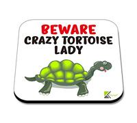 CS062 Beware Crazy Tortoise ladyNovelty Funny Coffee Tea Drink Gift Glossy MDF Wooden Coaster