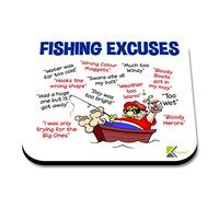 CS099 Fishing excuses Novelty Funny Coffee Tea Drink Gift Glossy MDF Wooden Coaster Mug Mat for Angler, Fisherman - Humorous Gift for Dad, Grandad - Father's Day, Birthday