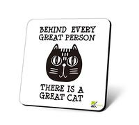 CS1022 Behind Every Great Person,There is a Great Cat/Cat Lover Novelty Funny Coffee Tea Drink Gift Glossy MDF Wooden Coaster