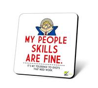 CS1042 My people skills are fine. It's my tolerance to idiots that needs work Novelty Funny Coffee Tea Drink Secret Santa Gift Glossy MDF Wooden Coaster for Colleague, Boss, Men, Women