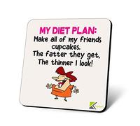 CS1114 My Diet Plan: Make all of my friends cupcakes. The fatter they get, the thinner i look! Novelty Funny Coffee Tea Drink Gift Glossy MDF Wooden Coaster