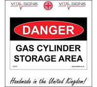 CS167 Danger Gas Cylinder Storage Area SIGN keep clear store bottle safety cage 200mm x 150mm Sticker/Sav - White Background