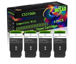 CS310dn Compatible for Lexmark Toner Cartridge with Chip CS310dn CS310n CS410dn CS410dtn CS410n CS510de Printers (4 Pack Black)