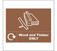 CS351 Wood and Timber Only Sign Saw Mill Workshop Building Site Forestry Parks 200mm x 150mm Sticker/Sav - White Background