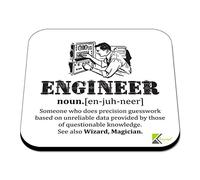 CS374 Definition Engineer Novelty Funny Coffee Tea Drink Gift Glossy MDF Wooden Coaster | Gifts for Engineers, Men, Dad, Colleagues | Graduation & Leaving Present
