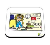 CS398 I Keep Hitting the ESC Key but I'm Still here Novelty Funny Coffee Tea Drink Gift Glossy MDF Wooden Coaster