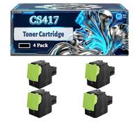 CS417 Toner Cartridge Compatible for Lexmark CS417dn CS517de CX517de CX417de Printers, With Chip Large Capacity 6000 Pages (4 Pack Black)