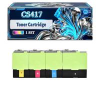 CS417 Toner Cartridge Compatible for Lexmark CS417dn CS517de CX517de CX417de Printers, With Chip Large Capacity 6000 Pages (4-Pack BK/C/M/Y)