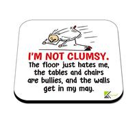 CS479 I'm not clumsy Novelty Funny Coffee Tea Drink Gift Glossy MDF Wooden Coaster Gifts for Clumsy People, Friends, Colleagues