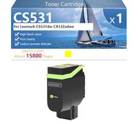 CS531 75M0H10 75M0H20 75M0H30 75M0H40 Toner Cartridge Extra High Yield Compatible for Lexmark CS531dw CX532adwe Printers, Clear and Sharp,Yellow-1 pack