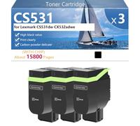 CS531 75M0H10 75M0H20 75M0H30 75M0H40 Toner Cartridge for Lexmark CS531dw CX532adwe Printers, for School Hospital and Bank, 18500 Pages,Black-3 pack