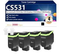 CS531 Hight Capacity Toner Cartridge Replacement for Lexmark CS531dw CX532adwe CS632dwe CX635adwe Printer, High-Definition Printing, 3000 Pages,Black-4 pack