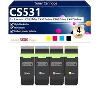 CS531 Hight Capacity Toner Cartridge Replacement for Lexmark CS531dw CX532adwe CS632dwe CX635adwe Printer, High-Definition Printing, 3000 Pages,BCMY-1 pack