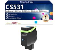 CS531 Hight Capacity Toner Cartridge Replacement for Lexmark CS531dw CX532adwe CS632dwe CX635adwe Printer, High-Definition Printing, 3000 Pages,Cyan-1 pack