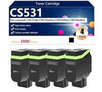 CS531 Hight Capacity Toner Cartridge Replacement for Lexmark CS531dw CX532adwe CS632dwe CX635adwe Printer, High-Definition Printing, 3000 Pages,Black-4 pack
