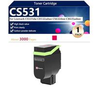 CS531 Toner Cartridge Compatible for Lexmark CS531dw CX532adwe CS632dwe CX635adwe Printers, High Yield 3000 Pages, Clear Printing ,Magenta-1 pack