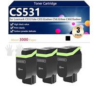 CS531 Toner Cartridge Replacement for Lexmark CS531dw CX532adwe CS632dwe CX635adwe Printers, 3000 Pages ,Black-3 pack