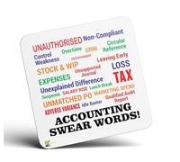 CS571 Accounting Swear Words! Novelty Funny Coffee Tea Drink Gift Glossy MDF Wooden Coaster | Gifts for Accountants, Bookkeepers, Finance Professionals