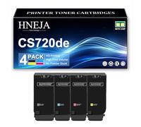 CS720dte Toner Cartridge, Compatible 74C2HK0 74C2HC0 74C2HM0 74C2HY0 Toner Cartridges for Lexmark CS720de CS725de CS720dte CS725dte Printer,4 Colors-1 Pack