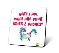CS763 Here i am,What are Your Other 2 Wishes? Novelty Funny Coffee Tea Drink Gift Glossy MDF Wooden Coaster
